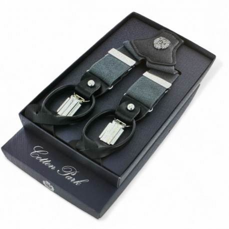Bretelles homme Cotton Park grise, pinces et boutons