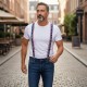 Bretelles homme style country avec 4 bandes réglables à pinces, inspirées de l’Amérique