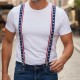 Bretelles homme motifs usa avec 4 bandes réglables à pinces, inspirées de l’Amérique