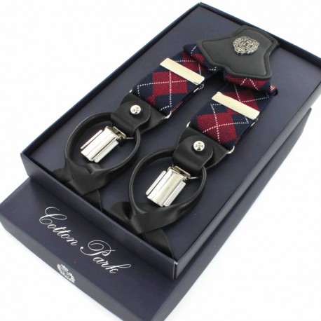Bretelles homme Cotton burlington marine et bordeaux