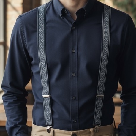 Bretelles fantaisies pour homme carré d'as gris