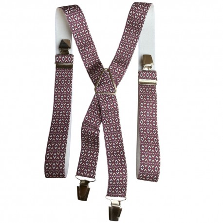 Bretelle homme classiques couleur bordeaux et blanc