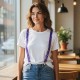 Bretelles basics mauve à sequins