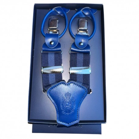 Bretelles bleu marine pour homme avec bande bleue centrale