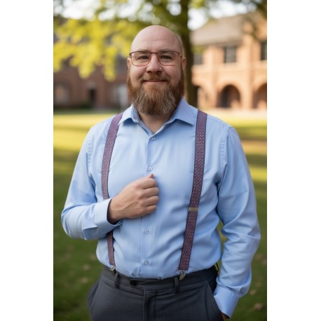 Bretelles homme petits carrés rouge