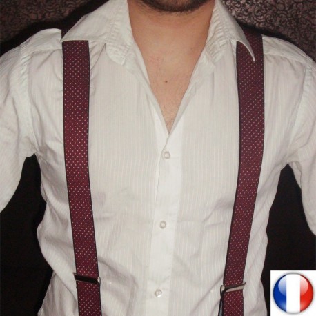 Bretelles bordeaux et pois